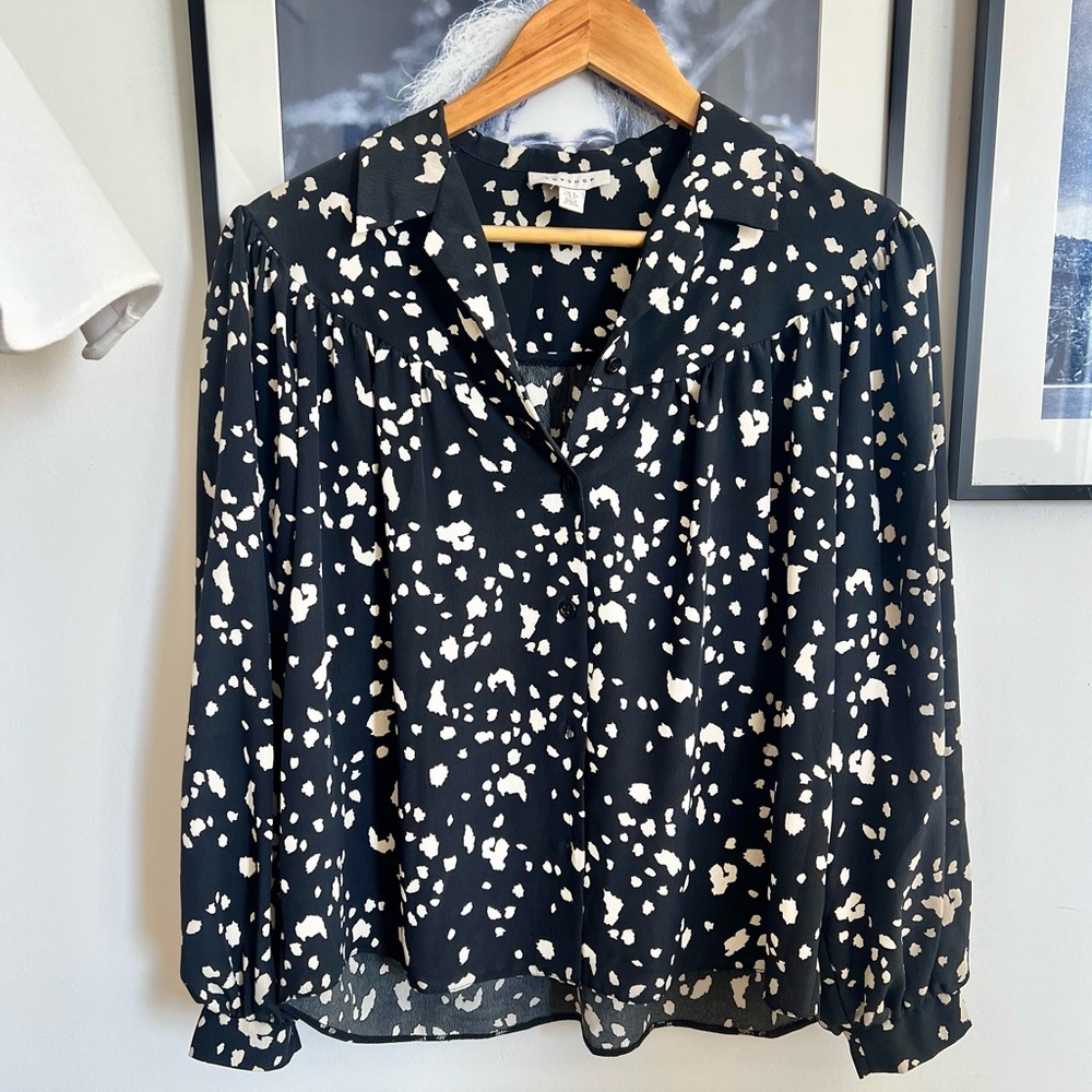 Topshop Monochrome Speckled Blouse